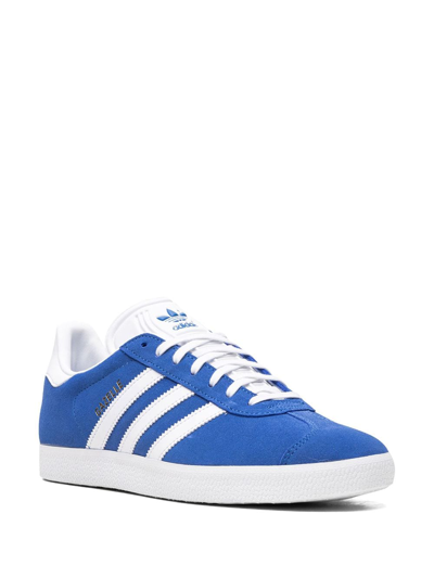 Shop Adidas Originals Gazelle "blue/cloud White/gold Metallic" Sneakers
