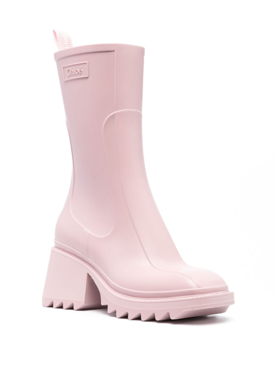 Shop Chloé Betty Rain 80mm Boots In Pink