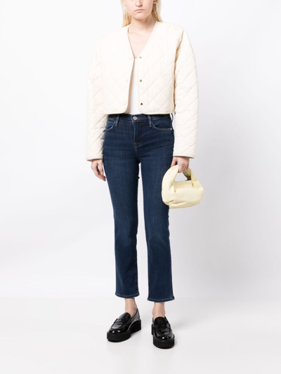 Frame Womens Majesty Le High Flare Slip-pocket High-rise Flare-leg Stretch-denim Jeans In Blue