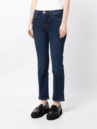 Shop Frame Straight-leg Cropped Jeans In Blue