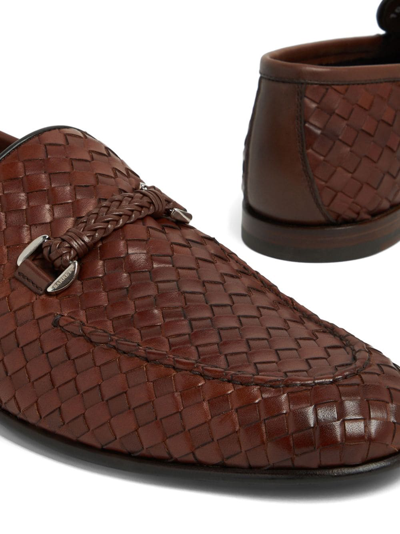 Shop Barrett Interwoven Leather Loafers In Brown