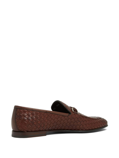 Shop Barrett Interwoven Leather Loafers In Brown