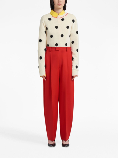 Shop Marni Tropical Tailored Wool Trousers In Red