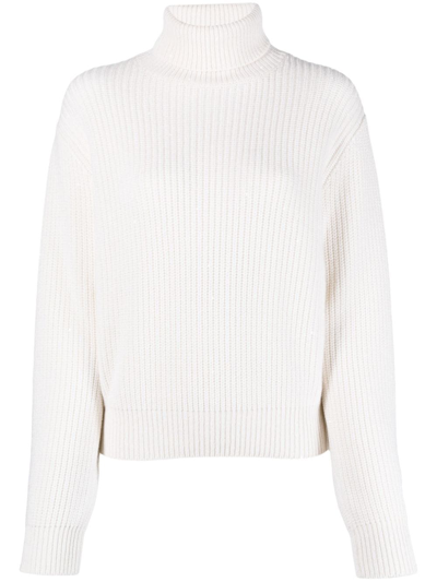 Shop Brunello Cucinelli Roll-neck Ribbed-knit Jumper In White