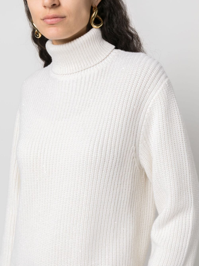 Shop Brunello Cucinelli Roll-neck Ribbed-knit Jumper In White