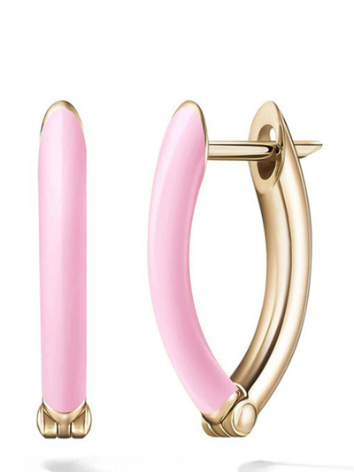 Shop Melissa Kaye 18kt Yellow Gold Marissa Pink Small Cristina Earrings