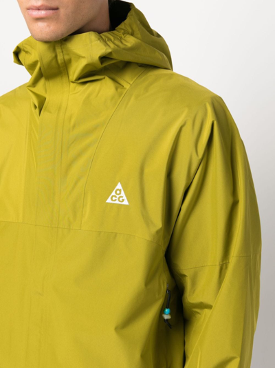 Shop Nike Acg Logo-embroidered Hooded Jacket In Green