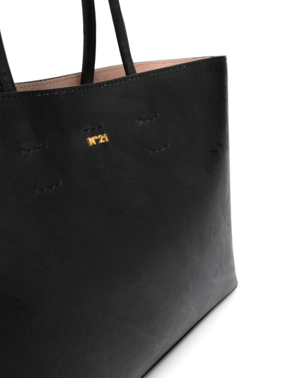Shop N°21 Logo-stamp Leather Tote Bag In Black