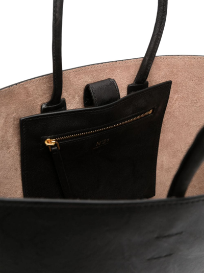 Shop N°21 Logo-stamp Leather Tote Bag In Black