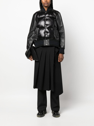 Shop Sacai Panelled Quilted Bomber Jacket In Black