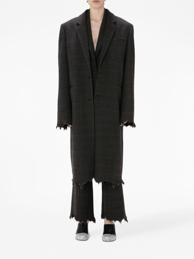 Shop Jw Anderson Check-print Distressed-effect Coat In Black