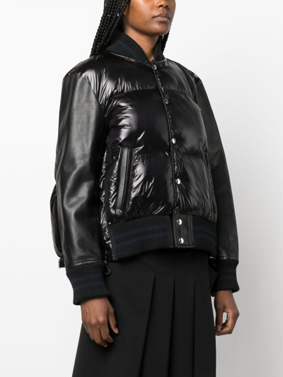 Shop Sacai Panelled Quilted Bomber Jacket In Black