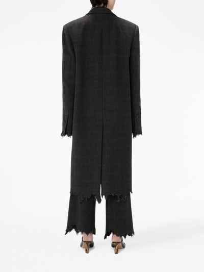 Shop Jw Anderson Check-print Distressed-effect Coat In Black