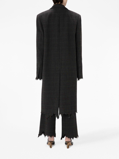 Jw Anderson Check-print Distressed-effect Coat In Black