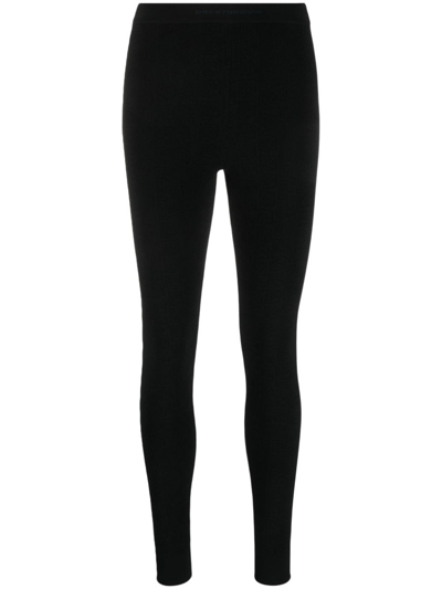 Rabanne Flare Leggings With Elastic Waistband In Black