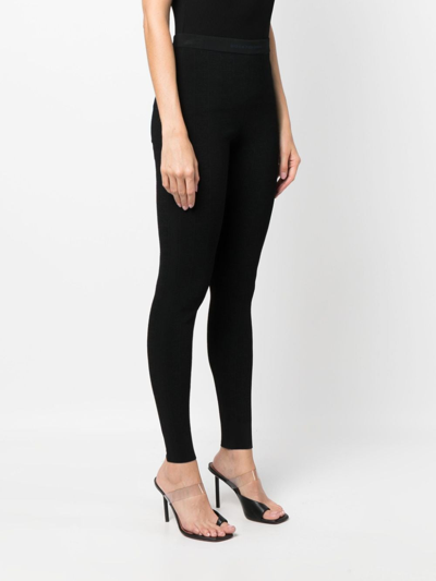 Rabanne Flare Leggings With Elastic Waistband In Black