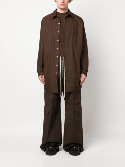 Shop Rick Owens Spread-collar Oversize Shirt In Brown