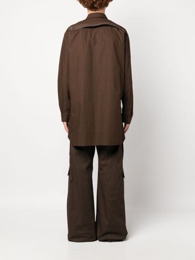 Shop Rick Owens Spread-collar Oversize Shirt In Brown