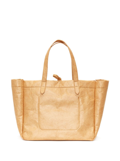 Shop Jw Anderson Logo-print Faux-leather Tote Bag In Neutrals