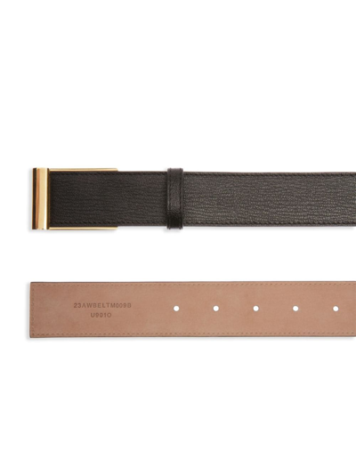 Shop Bally Outline Grained-texture Belt In Brown