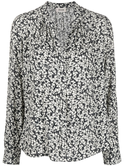 Shop Zadig & Voltaire Tink Floral-print Blouse In Blue