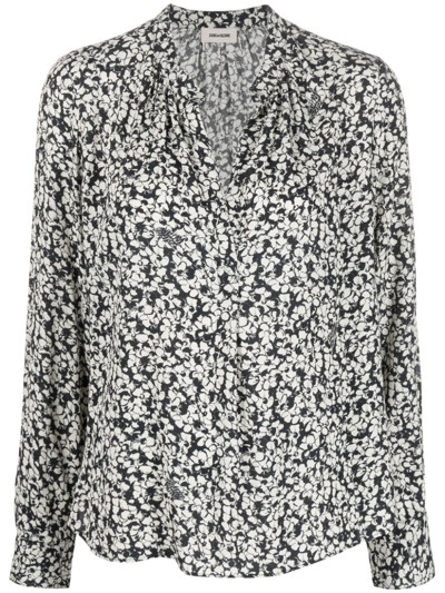 Zadig & Voltaire Tink Floral-print Blouse In Blue