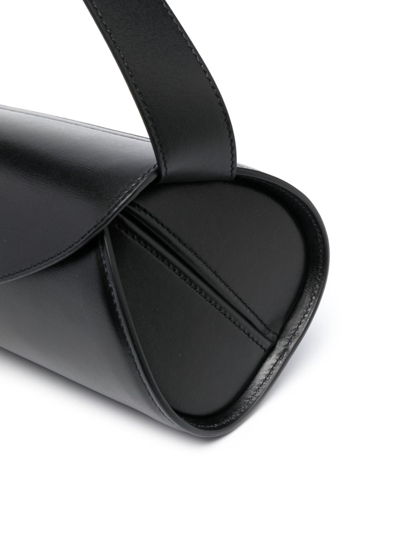Shop Jil Sander Small Cannolo Leather Shoulder Bag In Black