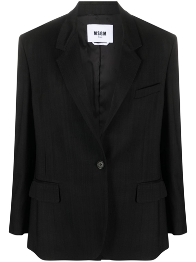 Shop Msgm Notched-lapels Single-breasted Blazer In Black