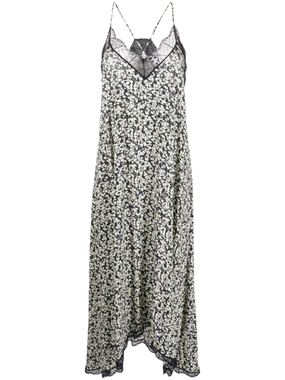 Zadig & Voltaire Risty Floral-print Midi Dress In Neutrals