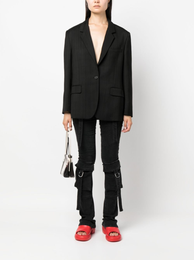 Shop Msgm Notched-lapels Single-breasted Blazer In Black