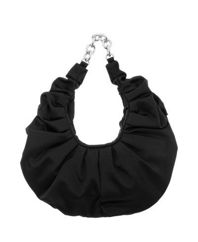 Shop Nina Ruched Satin Hobo In Black