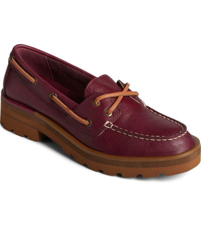 Shop Sperry Women's Chunky Faux Leather Boat Shoes In Cordovan