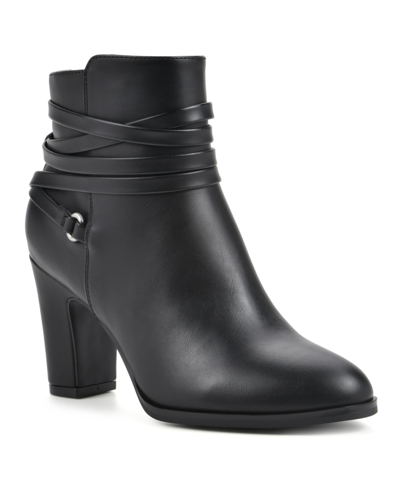 Shop White Mountain Women's Teaser Heeled Booties In Black Smooth