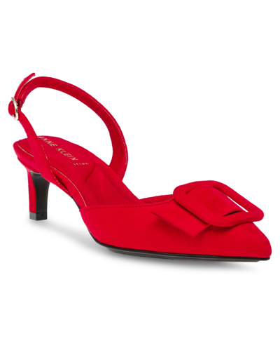 Shop Anne Klein Women's Iva Pointed Toe Slingback Pumps In Red