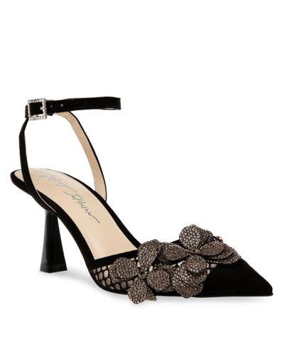 Shop Betsey Johnson Women's Sofya Rhinestone Flower Evening Pumps In Black