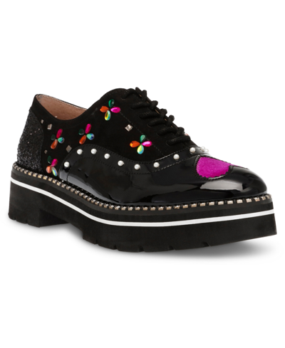 Shop Betsey Johnson Pixxy Platform Loafer Dress Flats In Black Multi