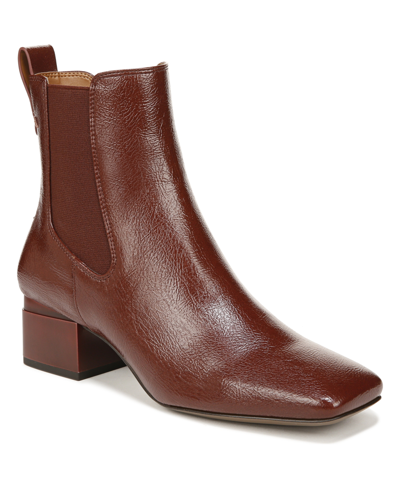 Shop Franco Sarto Waxton Square Toe Booties In Chestnut Brown Faux Leather