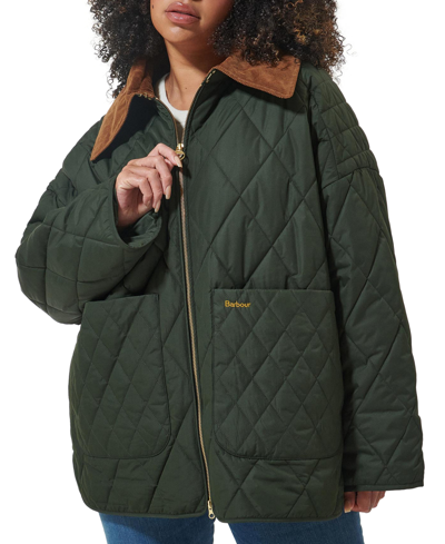 Shop Barbour Women's Plus Size Woodhall Quilted Jacket In Sage