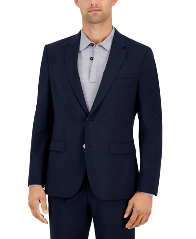 Shop Hugo By  Boss Men's Modern-fit Solid Wool-blend Suit Jacket In Navy