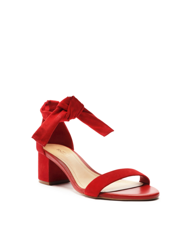Arezzo Women's Isabelli Mid Block Sandals In Red Nubuck