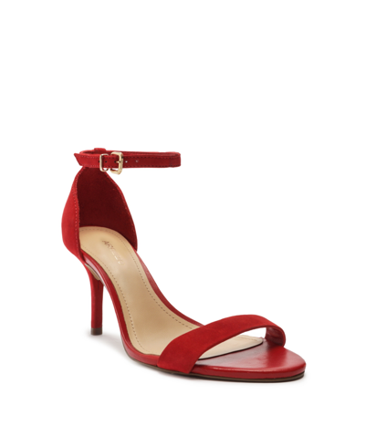 Shop Arezzo Women's Isabelli Mid Stiletto Sandals In Preppy Red Nubuck