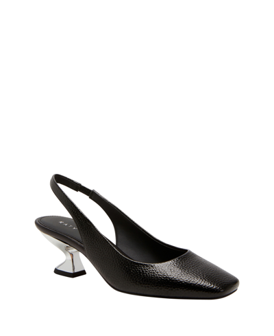 Shop Katy Perry Women's The Laterr Sling Back Pumps Women's Shoes In Black - Polyurethane/polyester And Wood