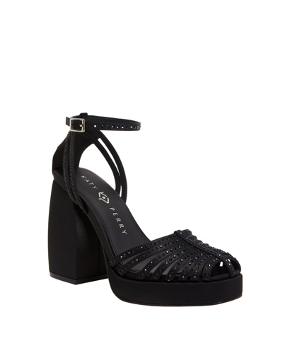 Shop Katy Perry Women's The Uplift Strappy Dress Sandals In Black - Polyurethane And Polyester