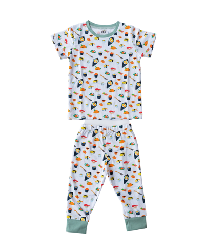 Earth Baby Outfitters Baby Boys Or Baby Girls Printed Short Sleeved Pajamas, 2 Piece Set In White