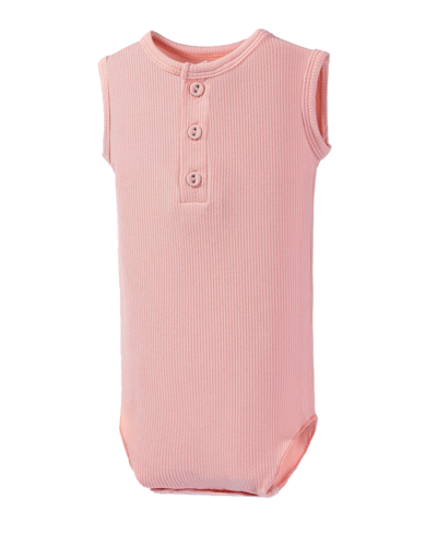 Shop Earth Baby Outfitters Baby Girls Rayon From Bamboo Ribbed Sleeveless Romper In Pink