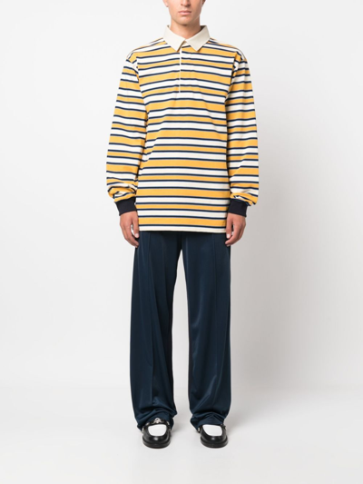 Shop Gucci Logo-print Striped Polo Shirt In Gelb