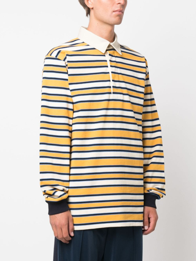 Shop Gucci Logo-print Striped Polo Shirt In Gelb