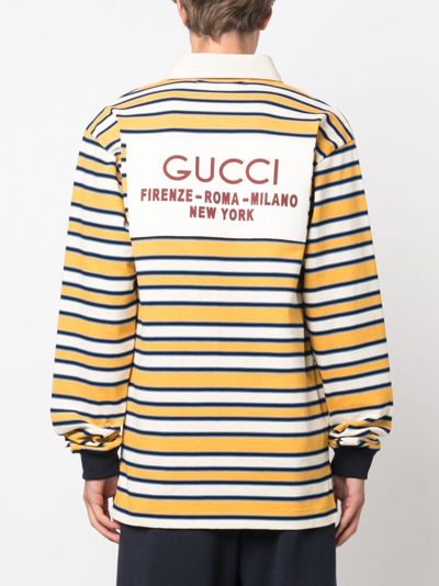Gucci Cotton Polo Shirt With Striped Motif In Multi