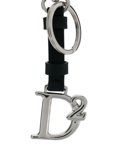 Shop Dsquared2 Logo-charm Leather Keyring In Schwarz