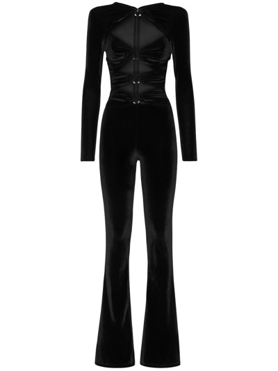 Shop Philipp Plein Cut-out Velvet Jumpsuit In Black